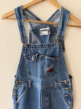 Nevada | Vintage 90s GIRLS Embroidered Retro Denim Bib Overalls | Size 10